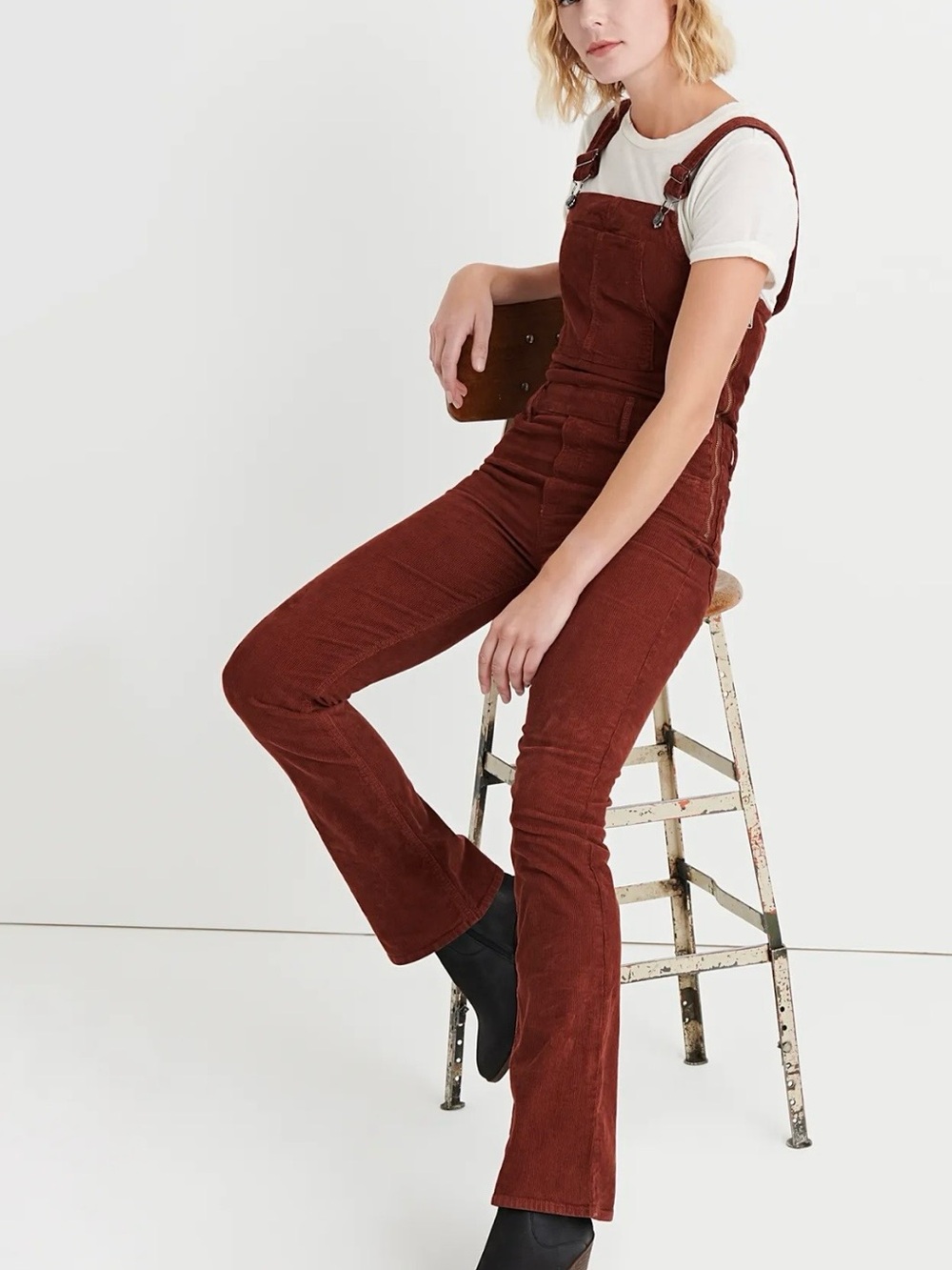 Lucky Brand Cherry Mahogony Bridgette Corduroy Women’s Overalls, Size 2/26